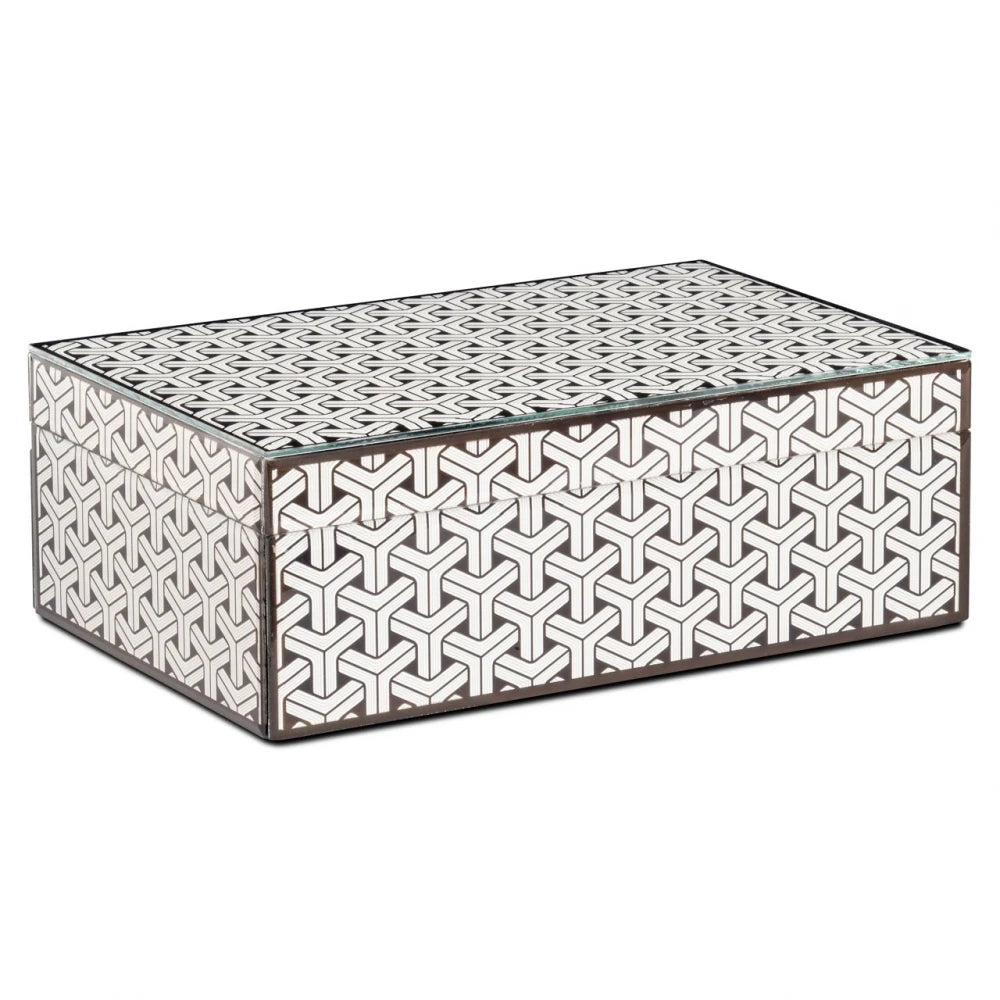 Cutie depozitare din MDF/Sticla Negru/Alb L28xH10cm Feliz L Richmond interiors