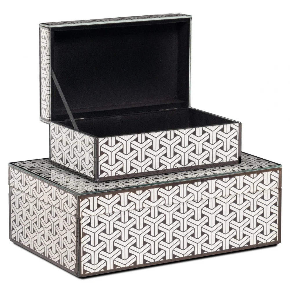 Cutie depozitare din MDF/Sticla Negru/Alb L28xH10cm Feliz L Richmond interiors
