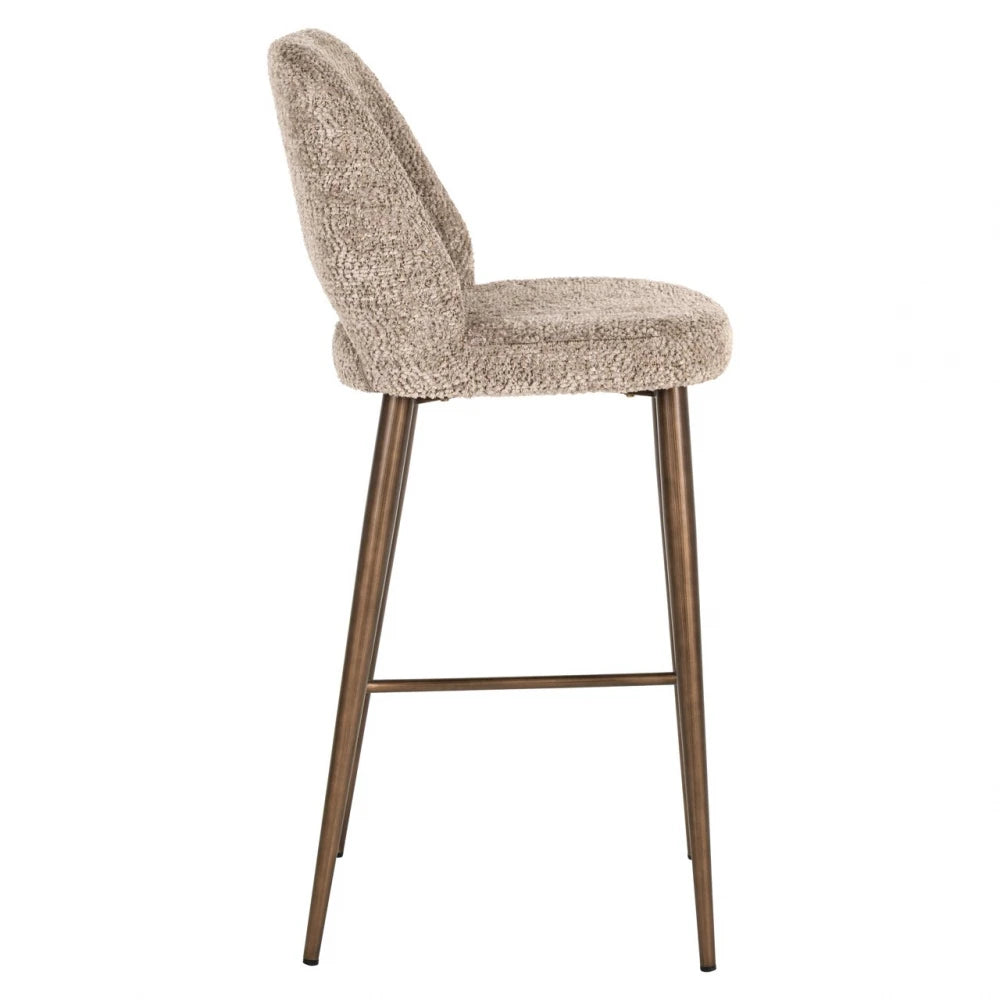 Scaun de bar din Chenille Bej si Metal Alama L47xH109cm Delphine Richmond interiors
