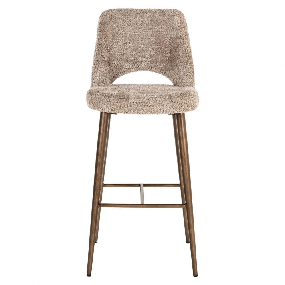 Scaun de bar din Chenille Bej si Metal Alama L47xH109cm Delphine Richmond interiors