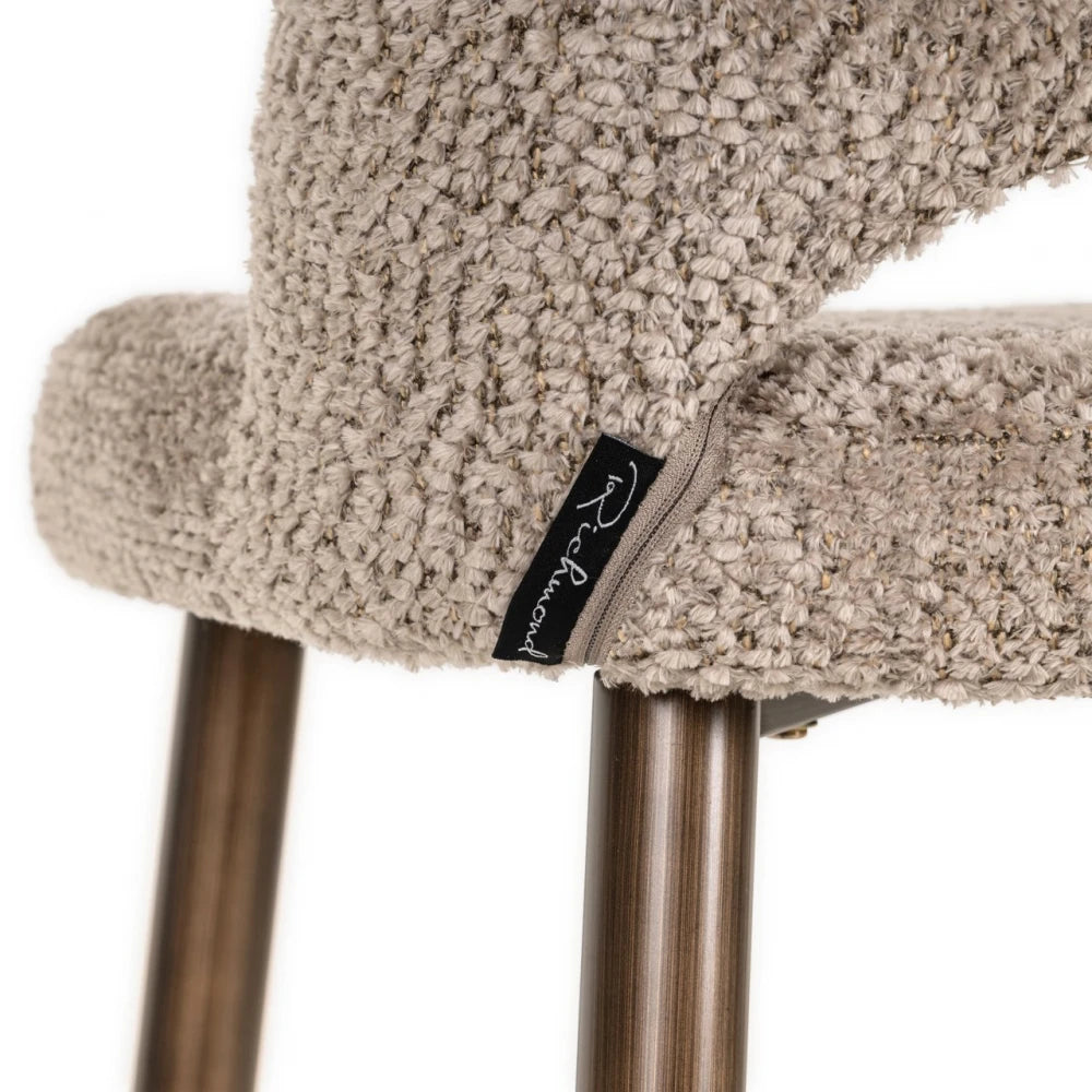 Scaun de bar din Chenille Bej si Metal Alama L47xH109cm Delphine Richmond interiors