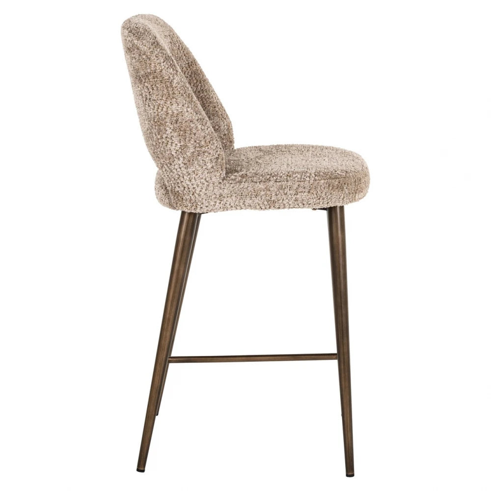 Scaun de insula din Chenille Bej si Metal Alama L47xH98cm Delphine Richmond interiors
