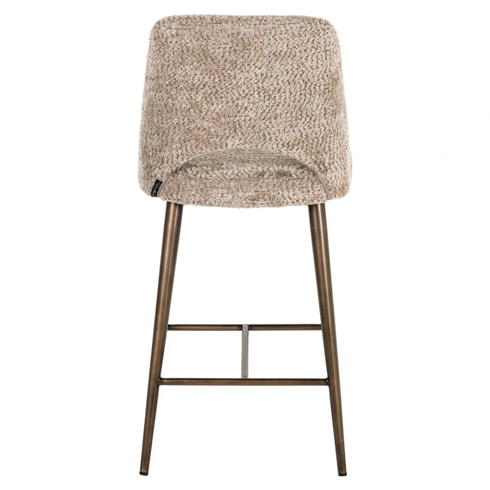 Scaun de insula din Chenille Bej si Metal Alama L47xH98cm Delphine Richmond interiors