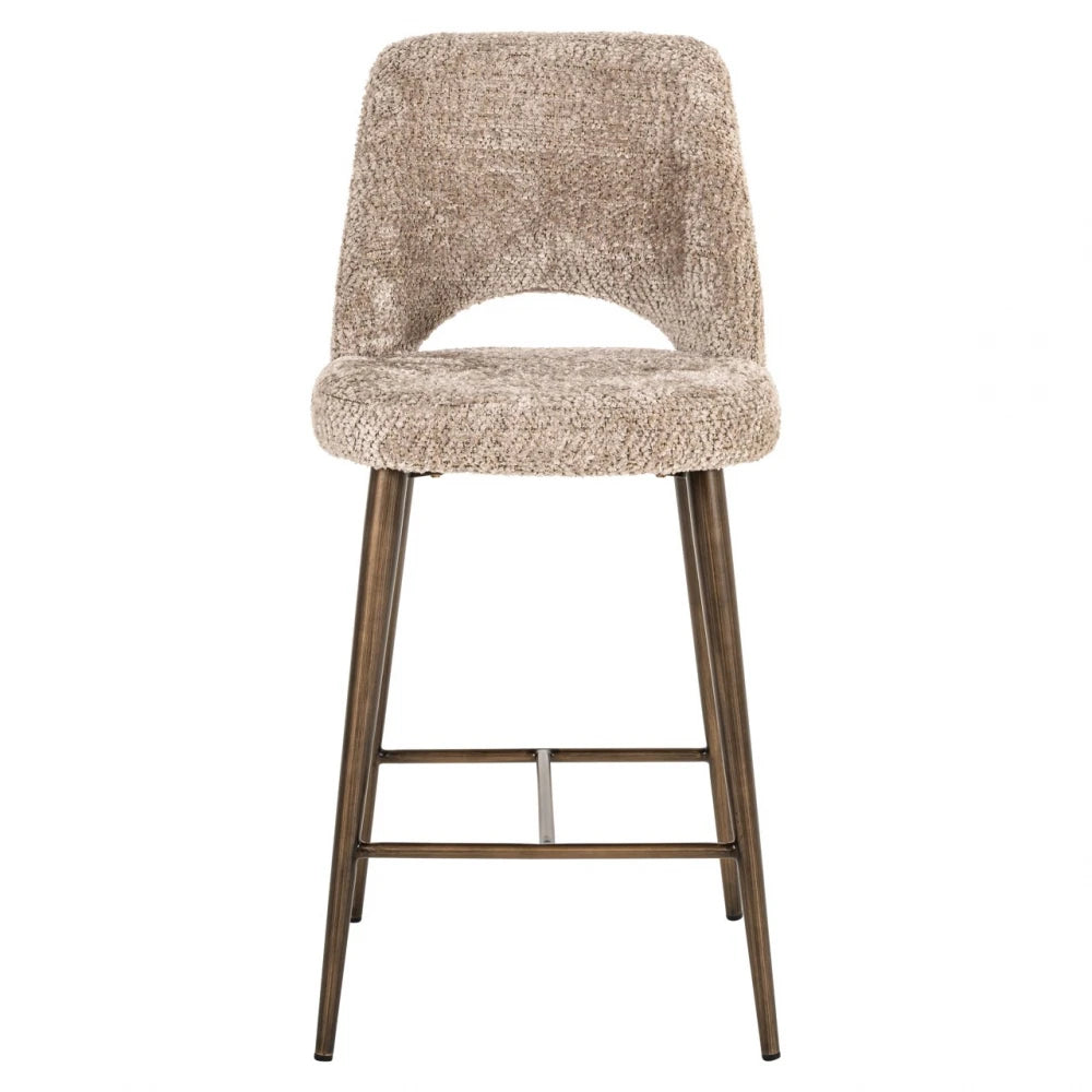 Scaun de insula din Chenille Bej si Metal Alama L47xH98cm Delphine Richmond interiors