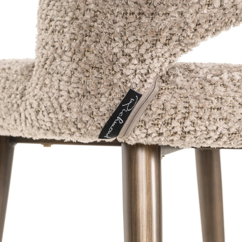 Scaun de insula din Chenille Bej si Metal Alama L47xH98cm Delphine Richmond interiors