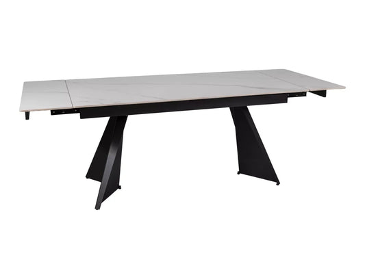 Masa extensibila din Ceramica Alb mat si Metal Negru L160-220xH75cm Laconi