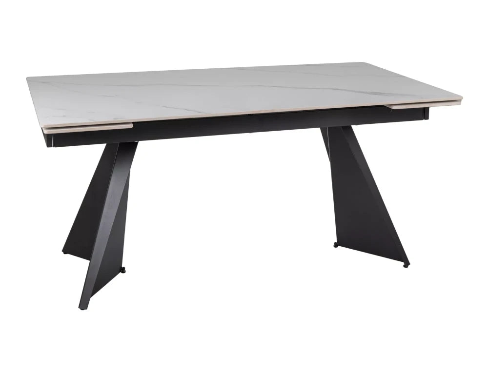 Masa extensibila din Ceramica Alb mat si Metal Negru L160-220xH75cm Laconi