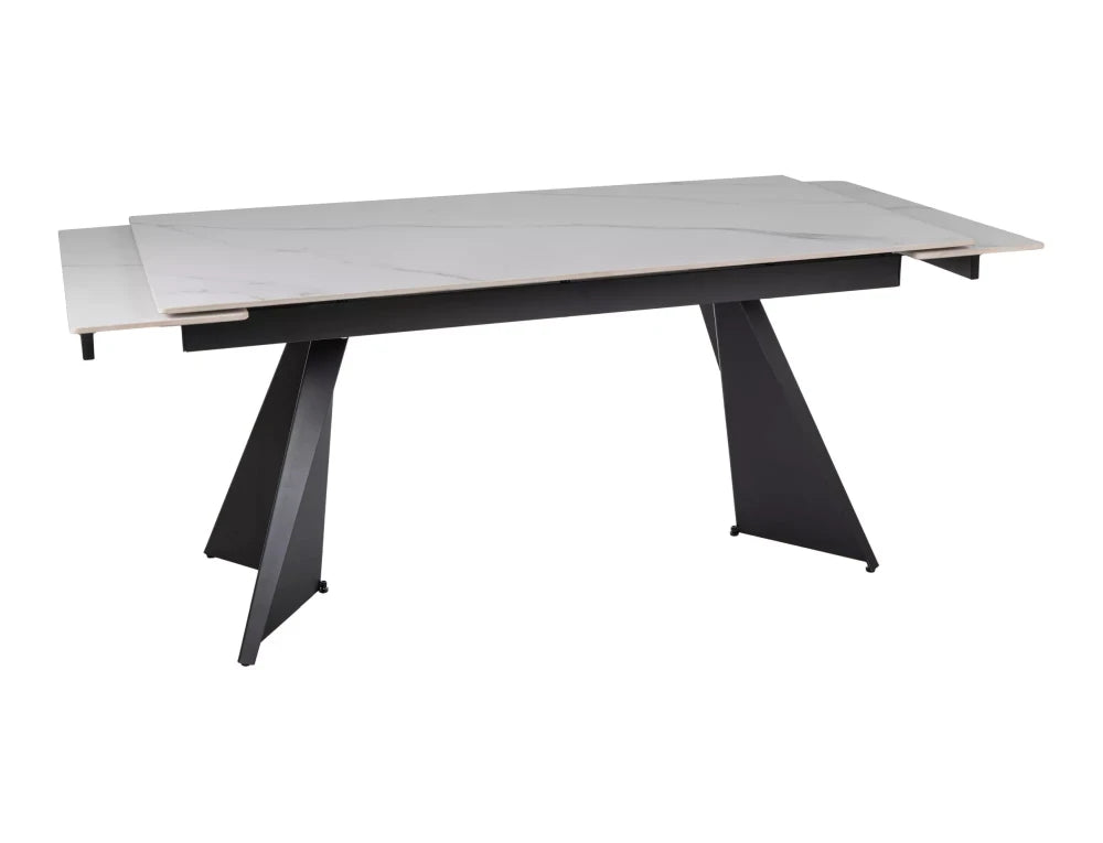 Masa extensibila din Ceramica Alb mat si Metal Negru L160-220xH75cm Laconi