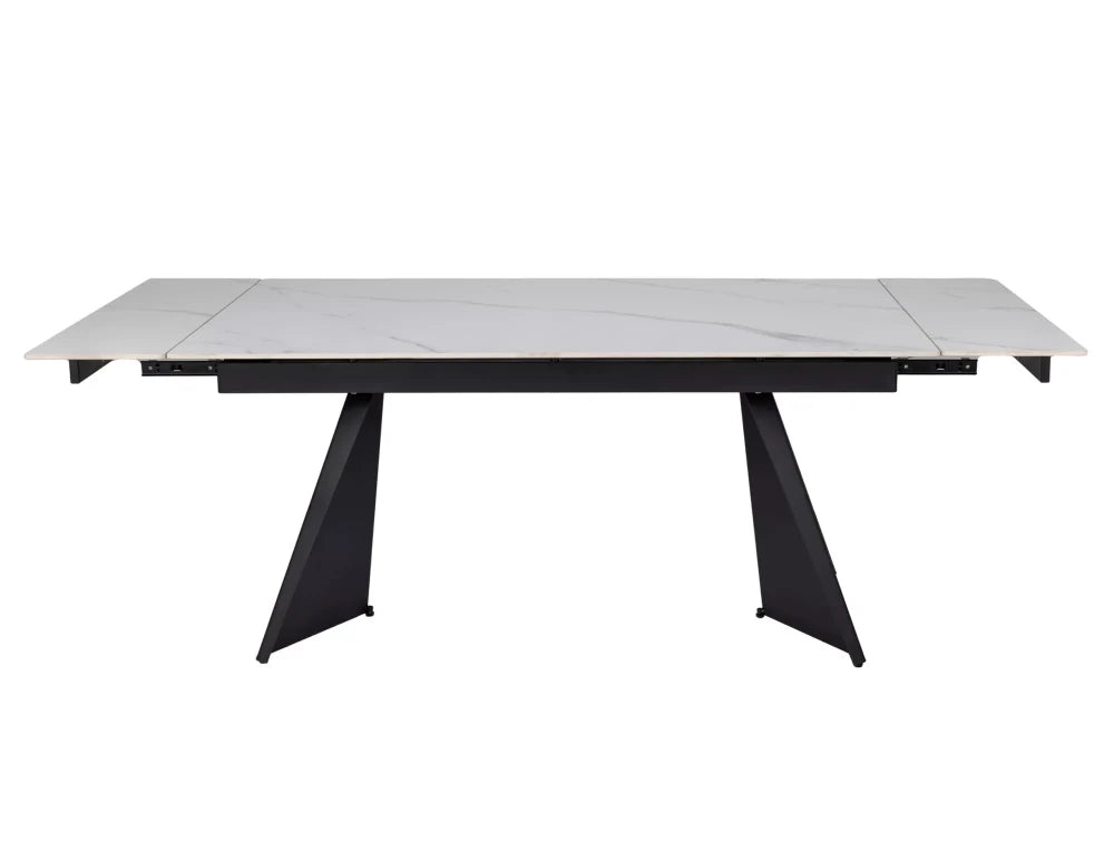 Masa extensibila din Ceramica Alb mat si Metal Negru L160-220xH75cm Laconi