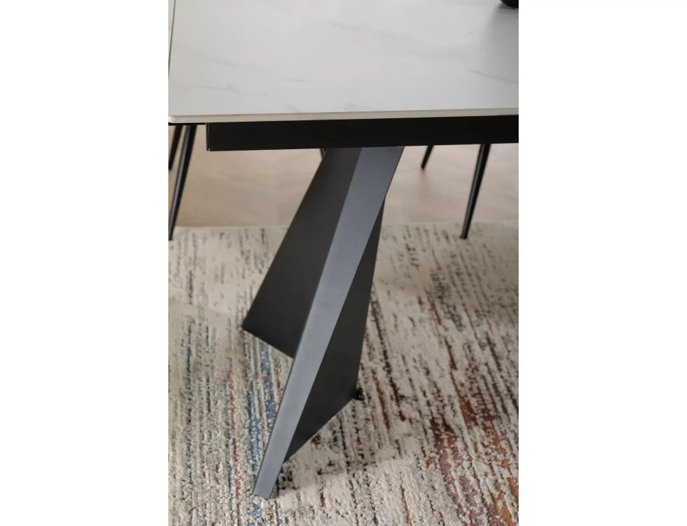 Masa extensibila din Ceramica Alb mat si Metal Negru L160-220xH75cm Laconi