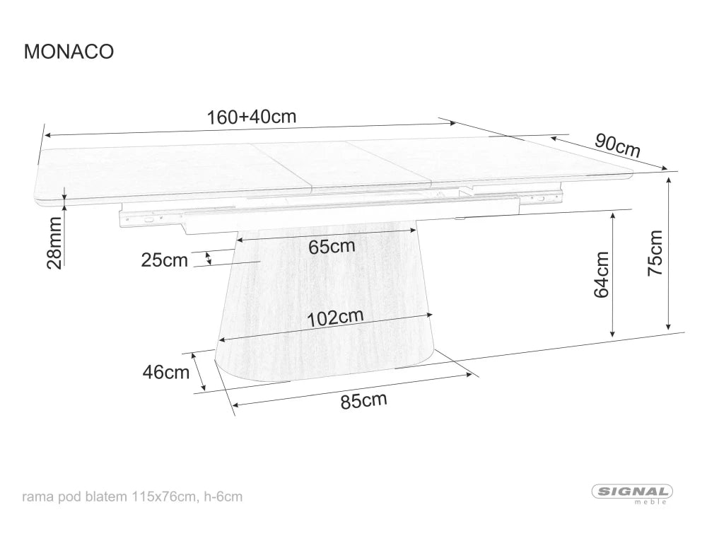 Masa extensibila din Ceramica Bej cu efect de travertin si MDF+Furnir de nuc Maro L160-200xH75cm Monaco