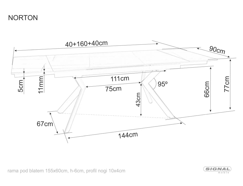 Masa extensibila din Ceramica Bej cu efect de travertin si Metal Negru L160-240xH75cm Norton