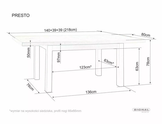 Masa extensibila din PAL Bej/Maro L140-218xH78cm Presto