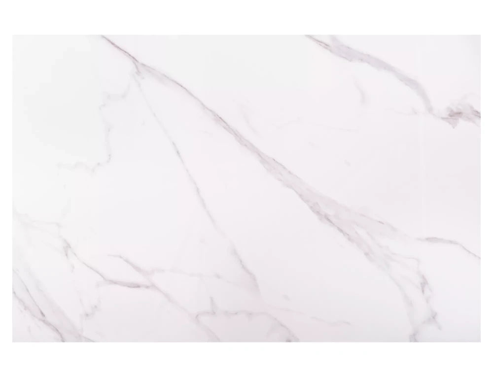 Masa extensibila din Ceramica Alb lucios si Lemn Negru mat L120-180xH75cm Sento