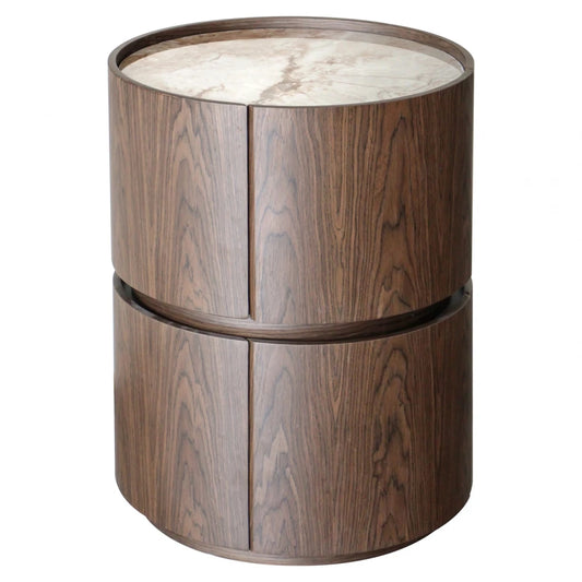Noptiera din MDF/Furnir Maro si Ceramica Bej D50xH65cm Ellery Richmond interiors