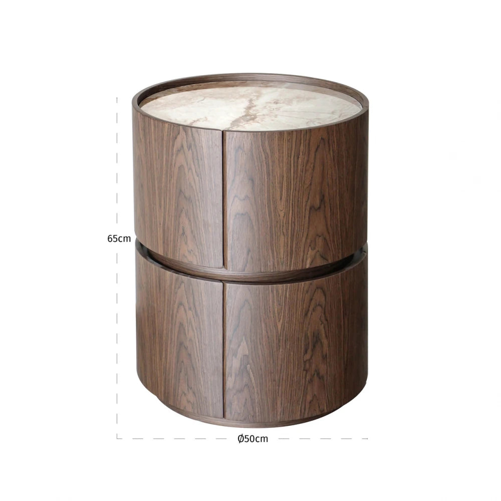 Noptiera din MDF/Furnir Maro si Ceramica Bej D50xH65cm Ellery Richmond interiors