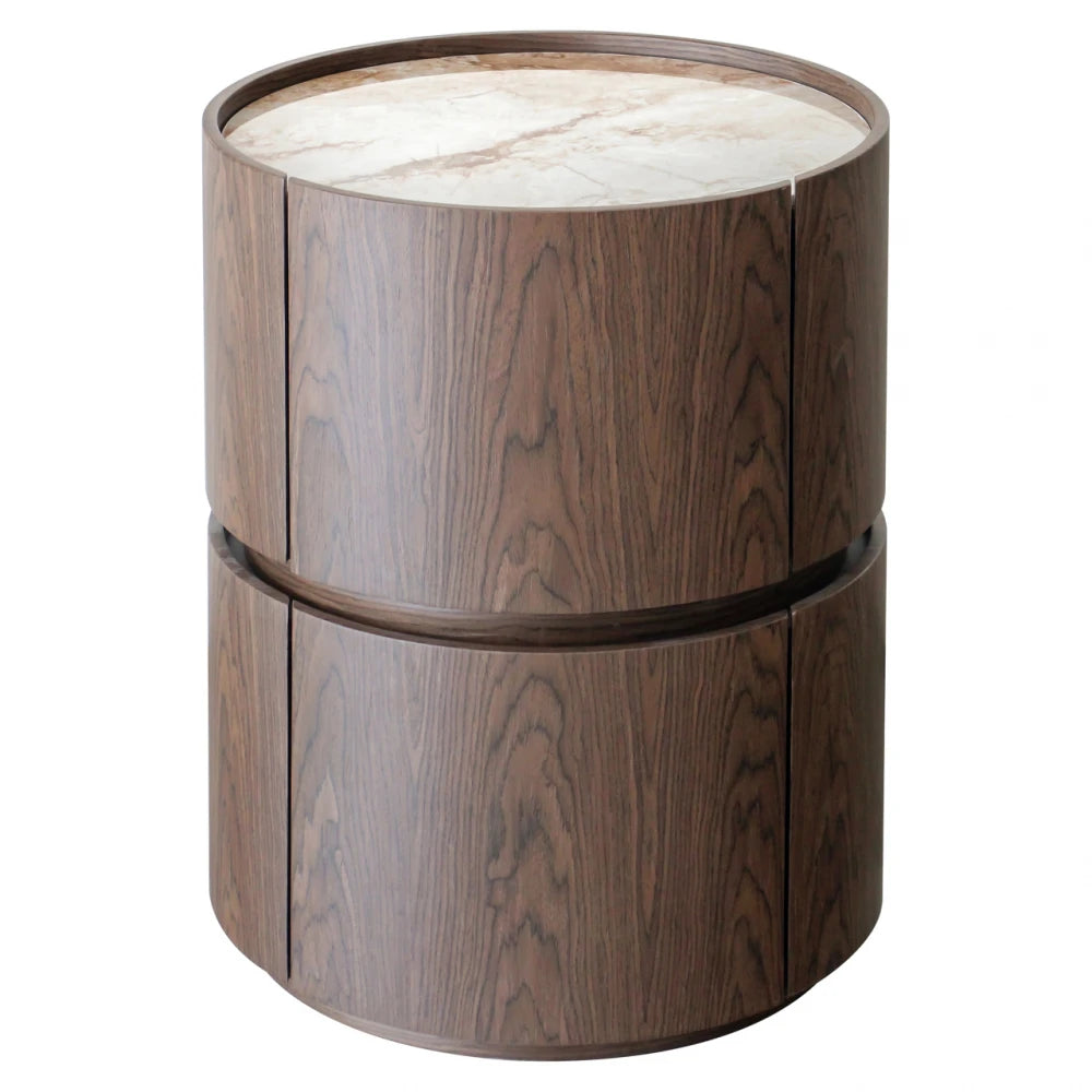 Noptiera din MDF/Furnir Maro si Ceramica Bej D50xH65cm Ellery Richmond interiors