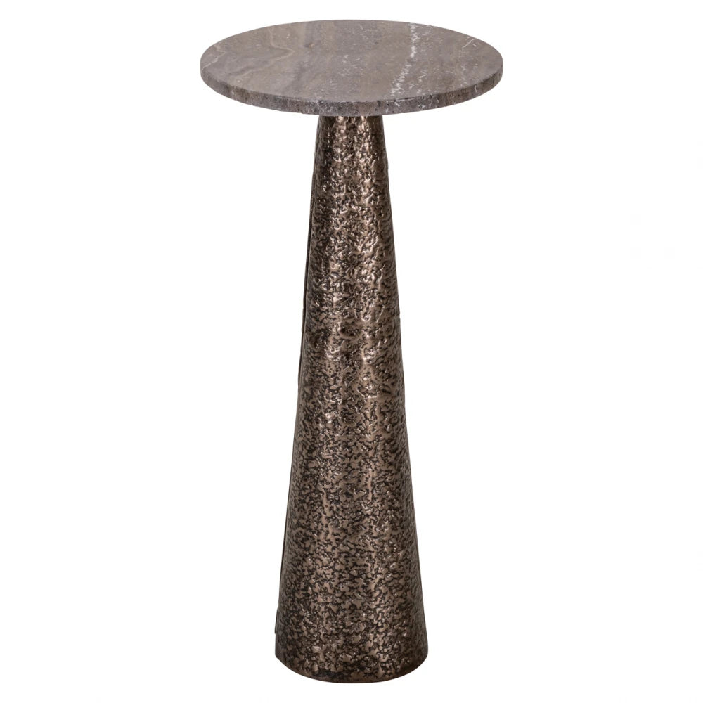 Masuta laterala din Aluminiu Bronz si Travertin Maro D30xH63cm Eldora Richmond interiors