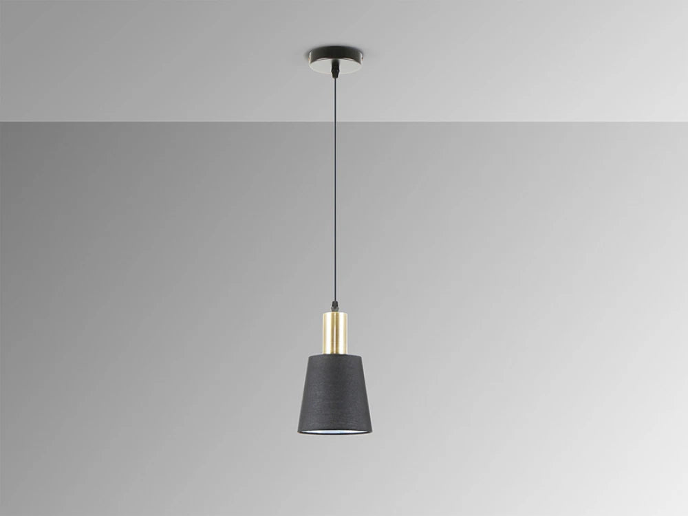Pendul din Metal Negru si Textil Negru 20W D14xH150cm Gisela