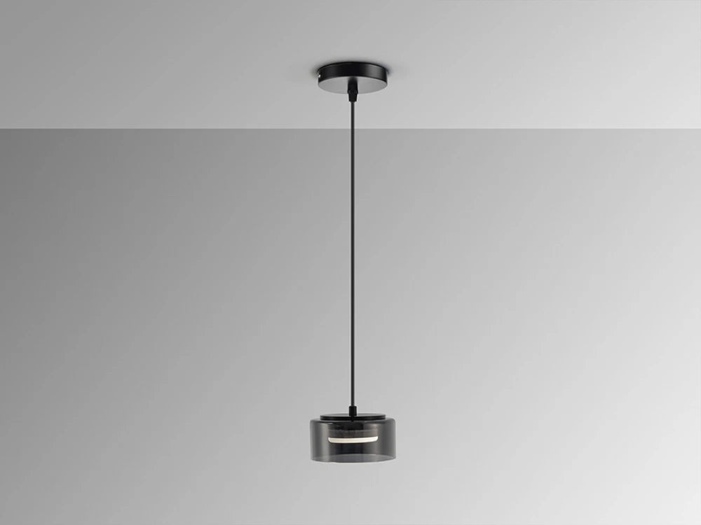 Pendul din Metal Negru si Sticla Negru 6W D13xH100cm Olaia