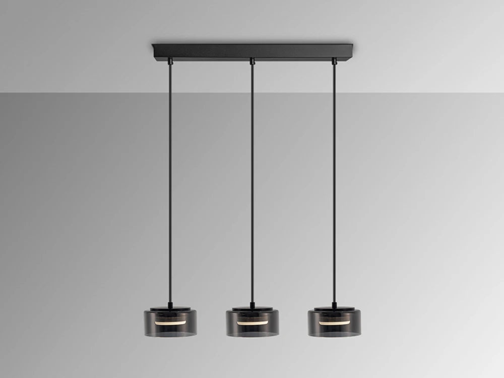 Lustra din Metal Negru si Sticla Negru 3x6W L57xH110cm Olaia