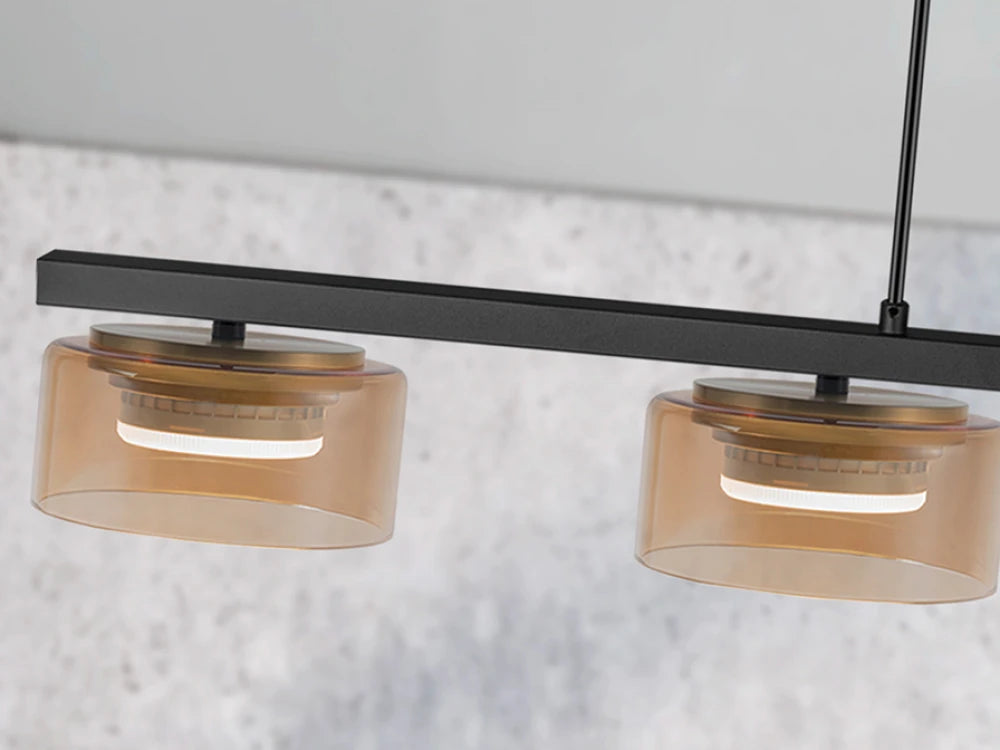 Lustra din Metal Negru si Sticla Auriu Amber 4x6W L91xH110cm Olaia
