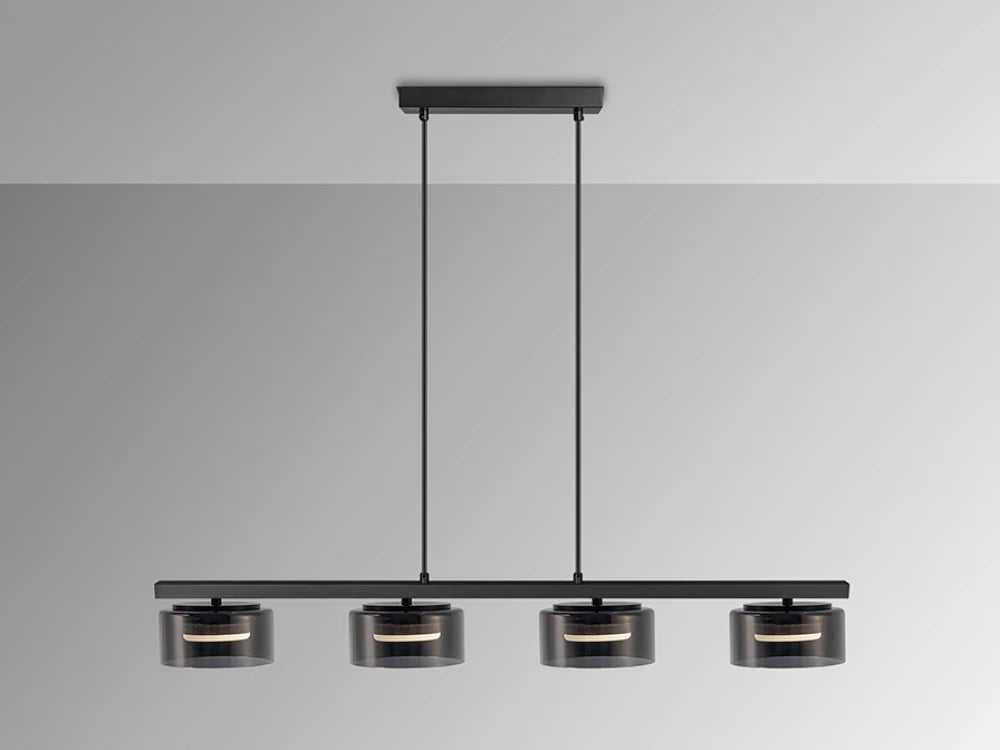 Lustra din Metal Negru si Sticla Negru 4x6W L91xH110cm Olaia