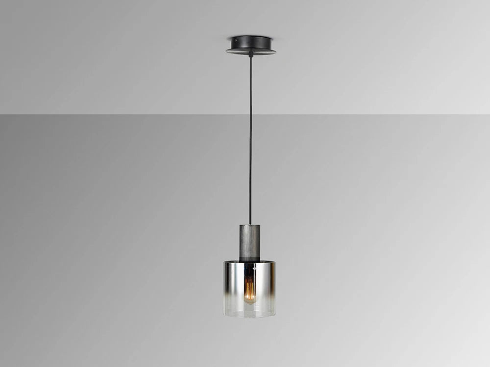Pendul din Metal Negru si Sticla Fumuriu 20W D15xH160cm Venize