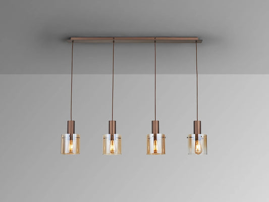 Lustra din Metal Cupru si Sticla Auriu Amber 4x20W L120xH160cm Venize