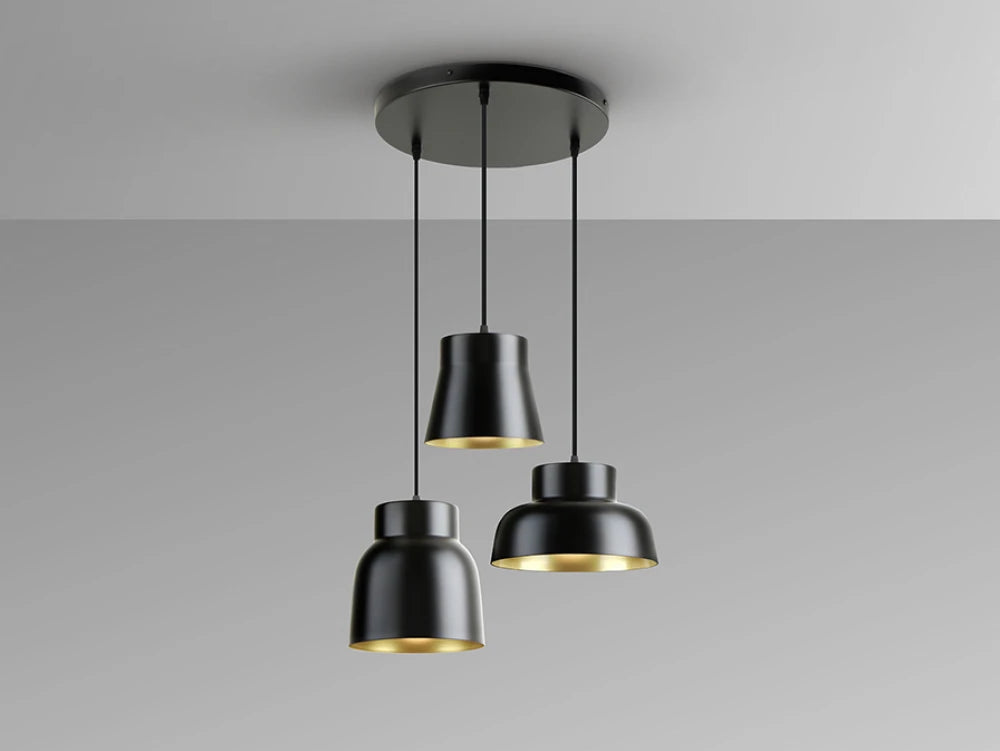 Lustra din Metal Negru/Auriu/Negru D47xH210cm Vulcano