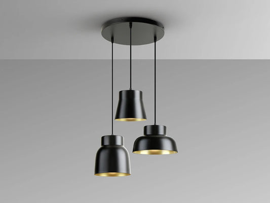 Lustra din Metal Negru/Auriu/Negru D47xH210cm Vulcano