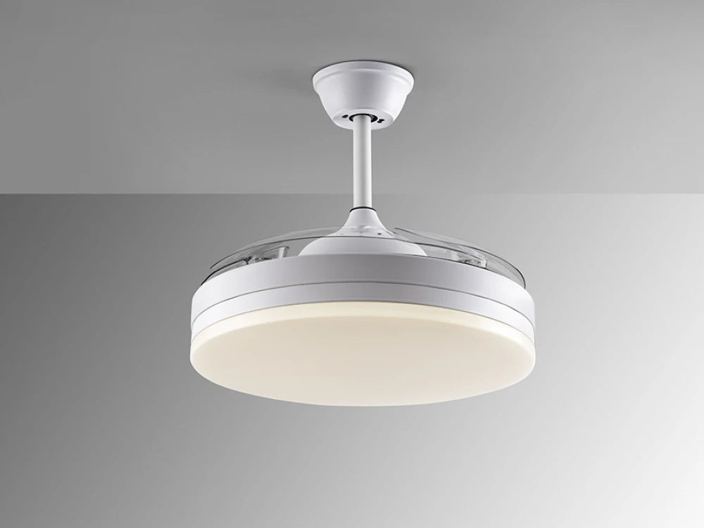 Ventilator cu iluminat din Metal Alb 36W D50xH35cm Vento