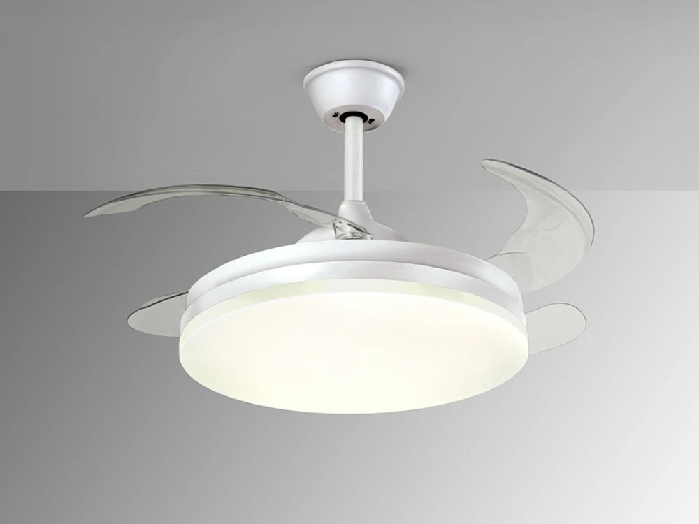 Ventilator cu iluminat din Metal Alb 36W D50xH35cm Vento