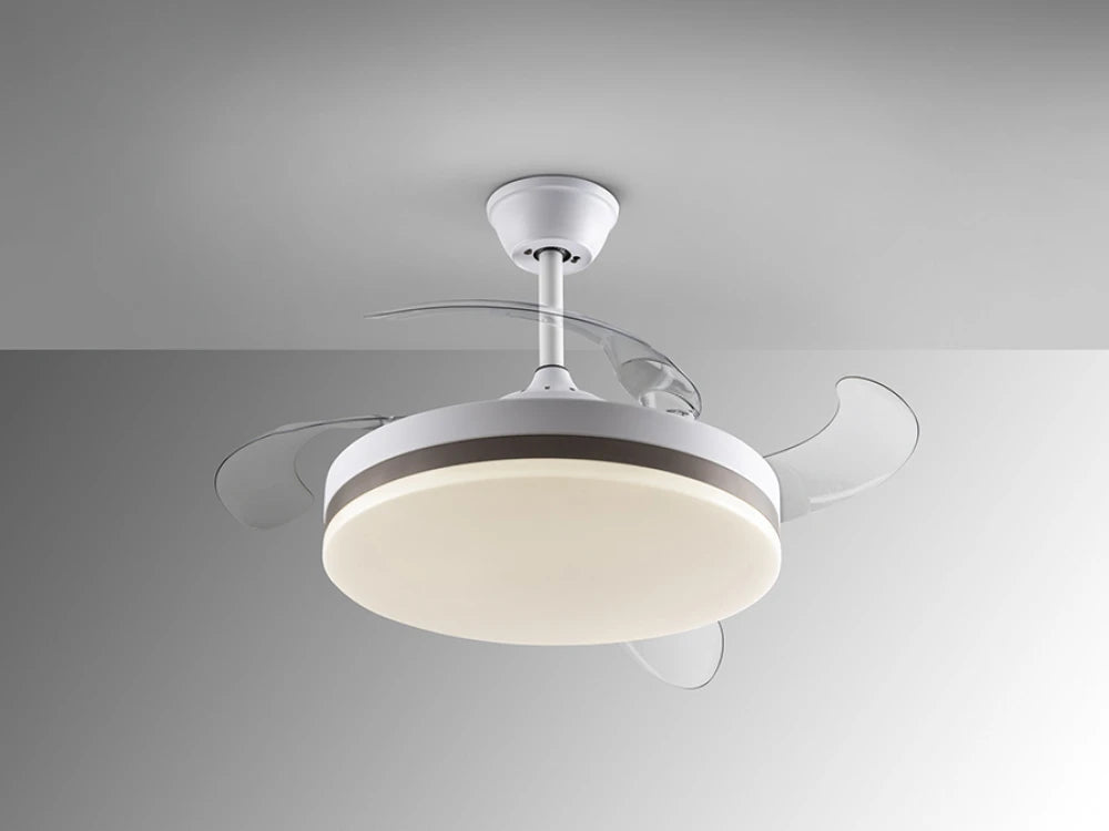 Ventilator cu iluminat din Metal Alb/Bronz/Alb D50xH35cm Vento