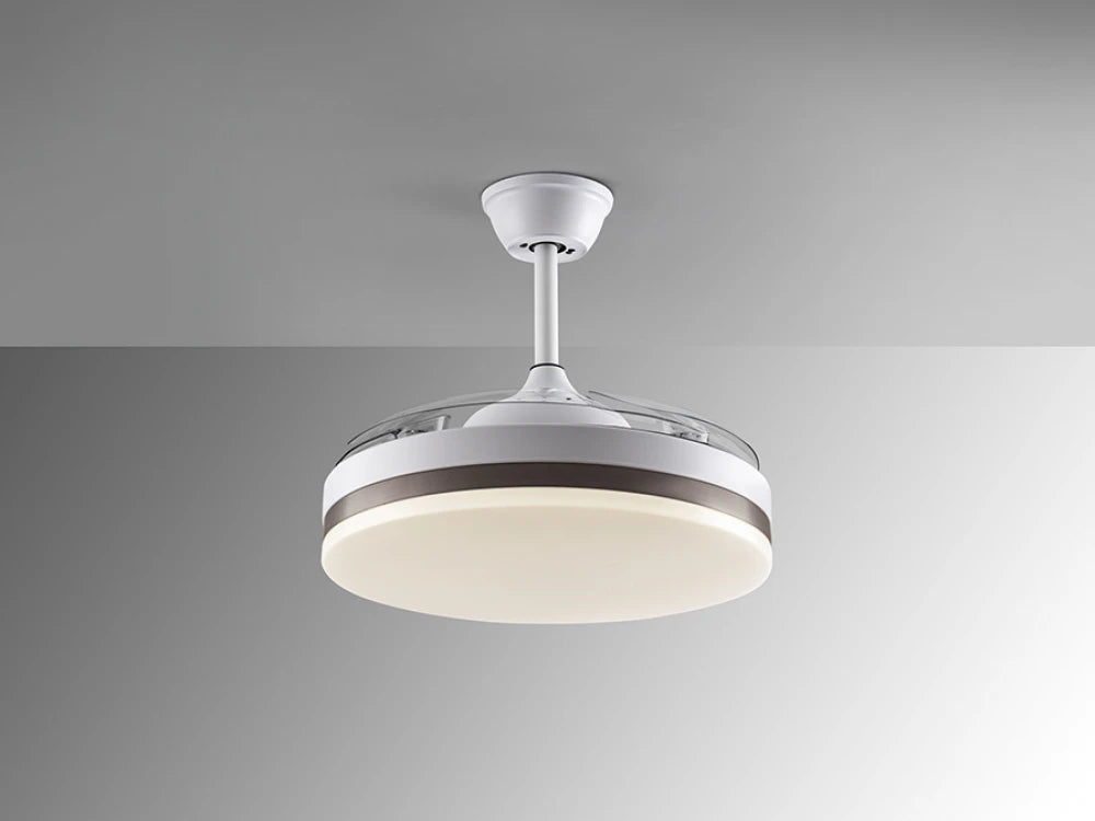 Ventilator cu iluminat din Metal Alb/Bronz/Alb D50xH35cm Vento