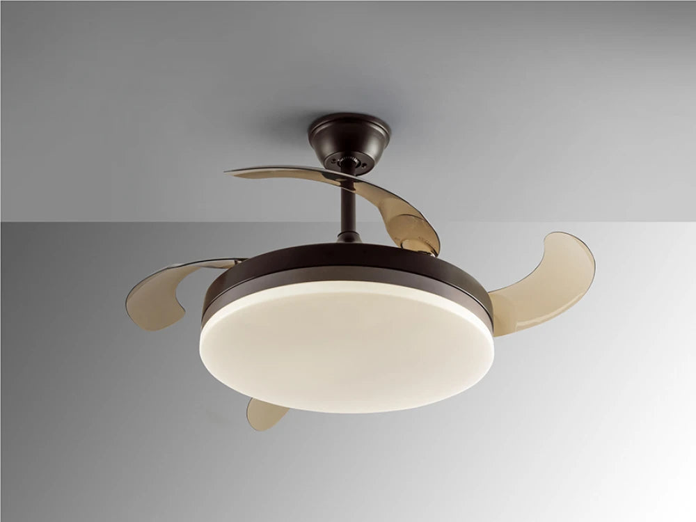 Ventilator cu iluminat din Metal Maro/Maro inchis D50xH35cm Vento