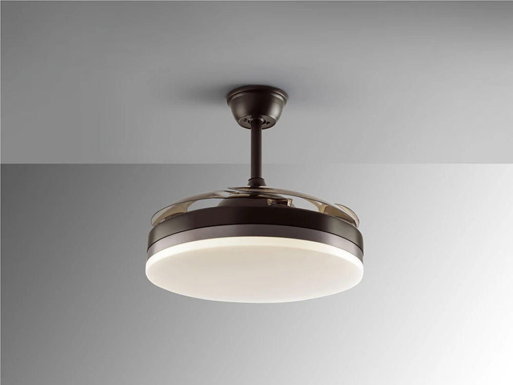 Ventilator cu iluminat din Metal Maro/Maro inchis D50xH35cm Vento