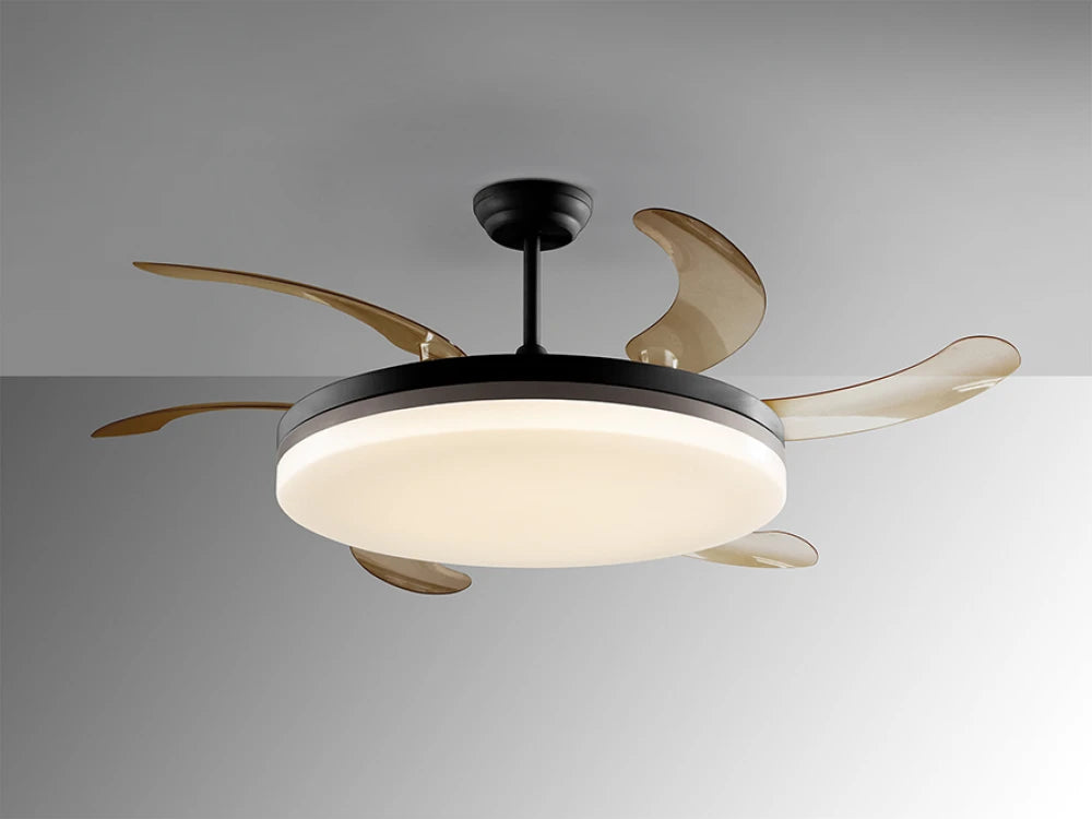 Ventilator cu iluminat din Metal Negru/Bronz/Negru D80xH55cm Vento Maxi