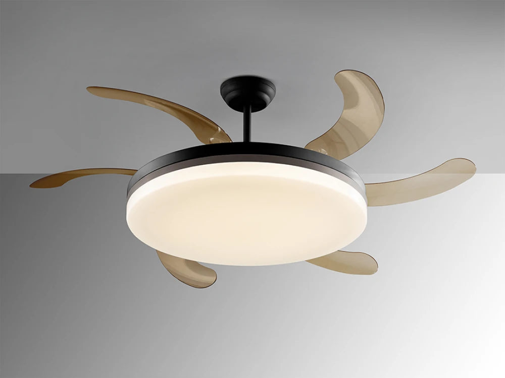 Ventilator cu iluminat din Metal Negru/Bronz/Negru D80xH55cm Vento Maxi