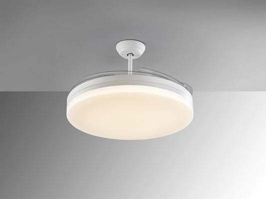 Ventilator cu iluminat din Metal Alb 70W D80xH55cm Vento Maxi