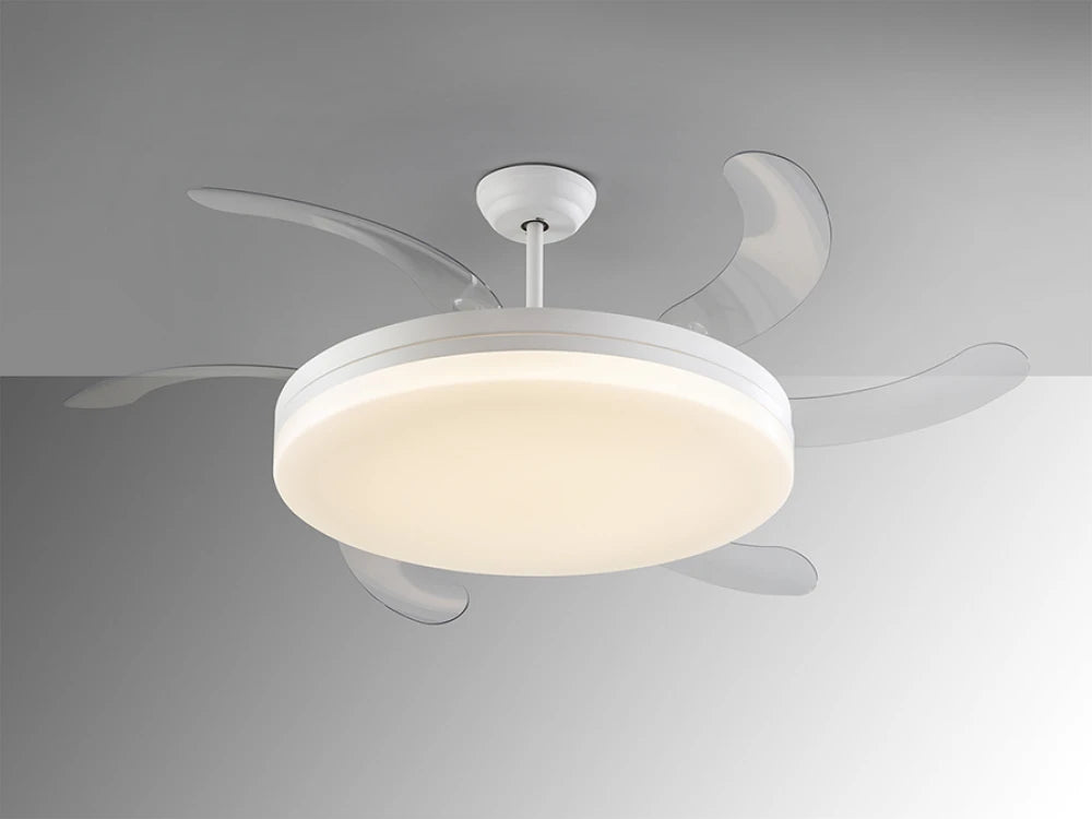 Ventilator cu iluminat din Metal Alb 70W D80xH55cm Vento Maxi