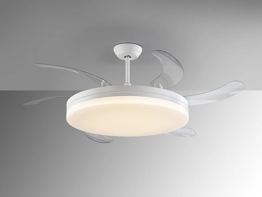 Ventilator cu iluminat din Metal Alb 70W D80xH55cm Vento Maxi