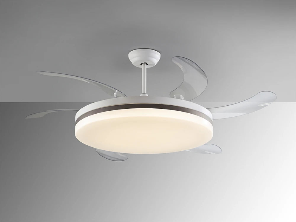 Ventilator cu iluminat din Metal Alb/Bronz/Alb D80xH55cm Vento Maxi