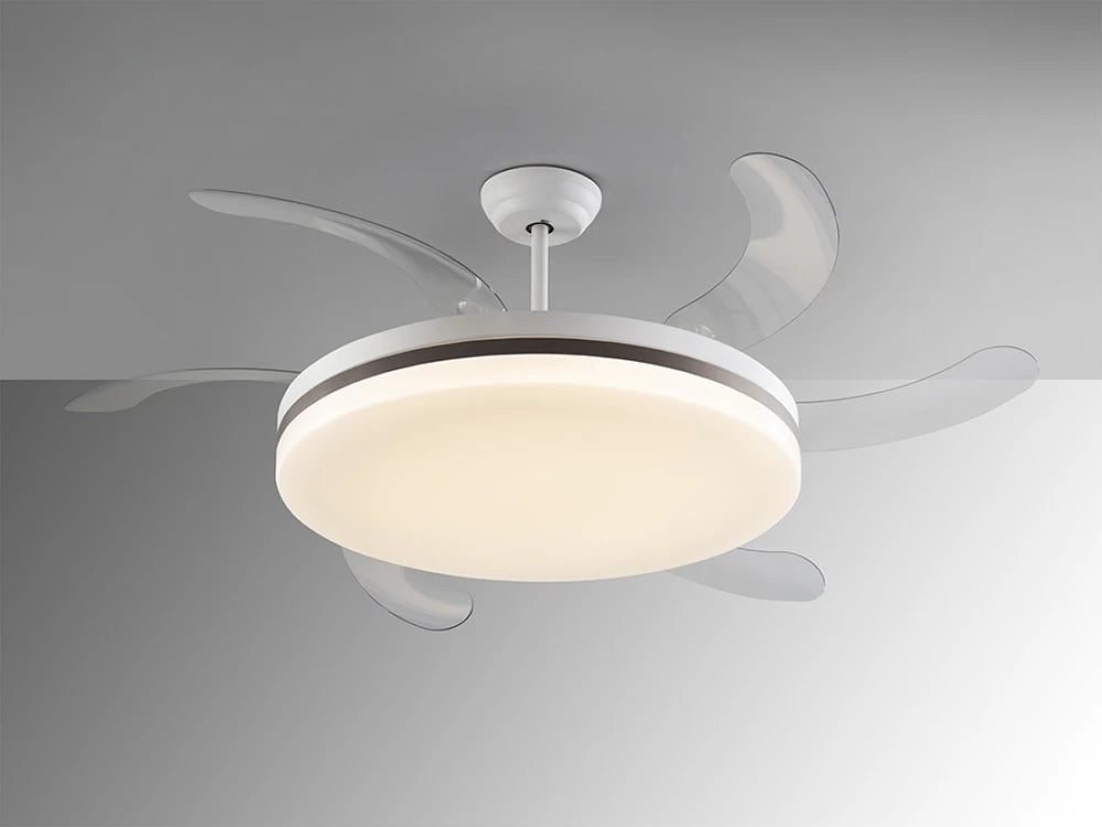 Ventilator cu iluminat din Metal Alb/Bronz/Alb D80xH55cm Vento Maxi