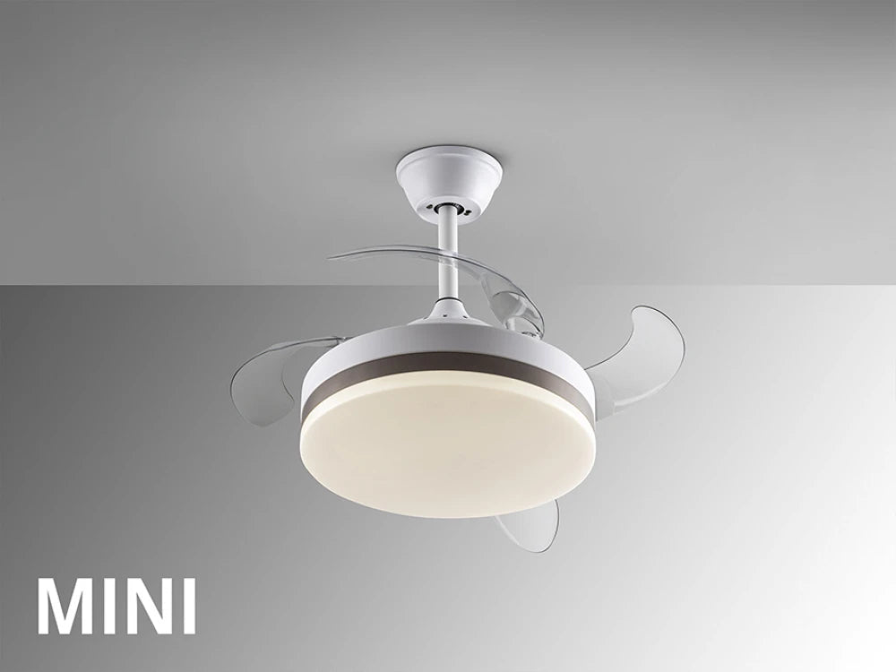 Ventilator cu iluminat Mini din Metal Alb/Bronz/Alb D41xH35cm Vento
