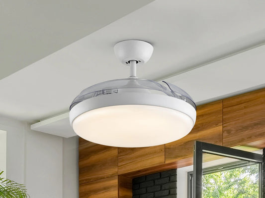 Ventilator cu iluminat din Metal Alb 36W D50xH35cm Venturi