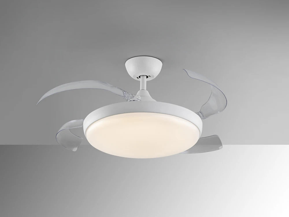 Ventilator cu iluminat din Metal Alb 36W D50xH35cm Venturi