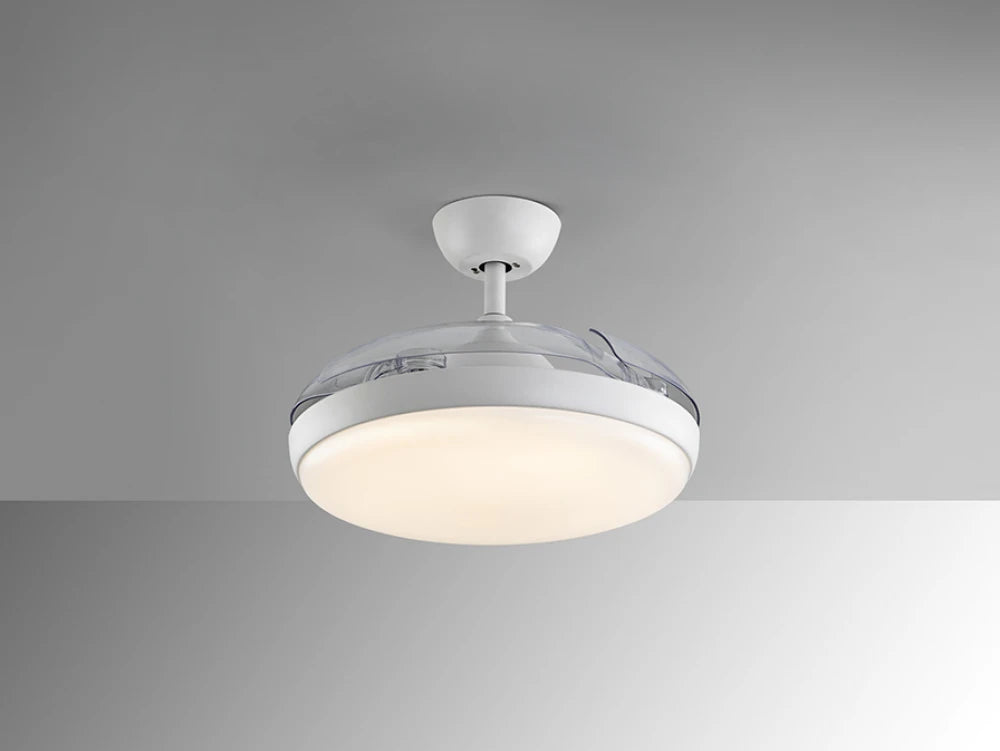 Ventilator cu iluminat din Metal Alb 36W D50xH35cm Venturi
