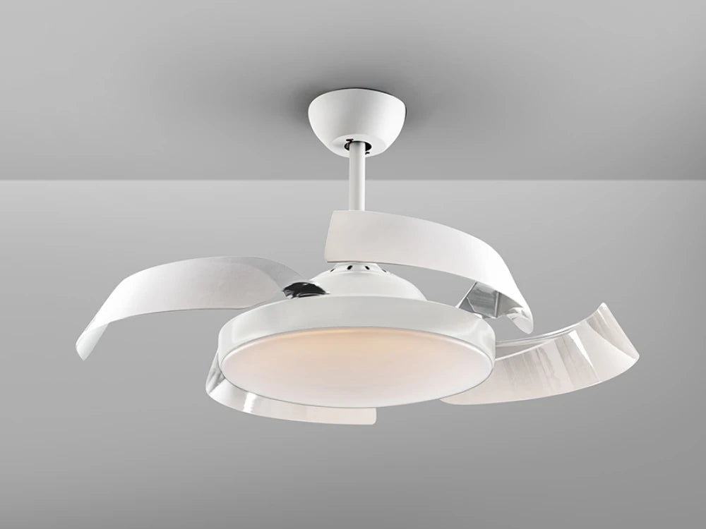 Ventilator cu iluminat din Metal Alb 36W D106xH38cm Enzo