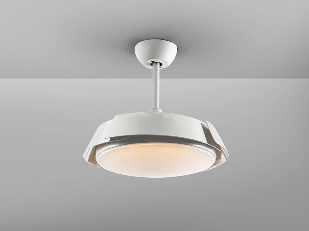 Ventilator cu iluminat din Metal Alb 36W D106xH38cm Enzo